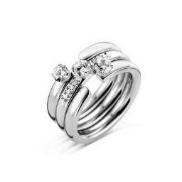 Victoria Ezüst színű fehér köves 3-as gyűrű szett