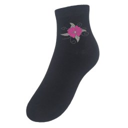 Sötétpink nagyvirágos (fekete) - félszárú bokazokni