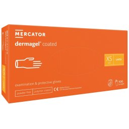 DERMAGEL COATED - Latex púdermentes testkesztyű, polimer belső réteggel, 100 db, M