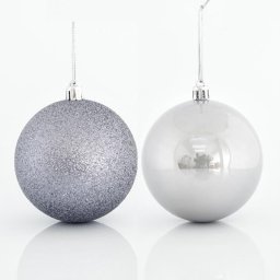 Eurolamp karácsonyi díszek szürke műanyag gömbök, 8 cm, 6 darabos készlet
