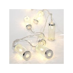 Eurolamp LED fénylánc fém hengerrel, meleg fehér, 10 LED, 1 db