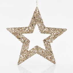Eurolamp Star, arany csillámokkal, 45 cm