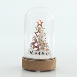 Eurolamp Üvegkupola fával és csillagokkal, 8 x 8 x 14 cm, 1 db