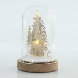 Eurolamp Üvegkupola fenyőfákkal, 12 x 12 x 20 cm, 1 db