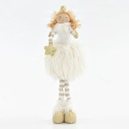 Eurolámpa karácsonyi dekoráció hercegnő, fehér szoknyával, pompom alakban, 34 cm, 1 db