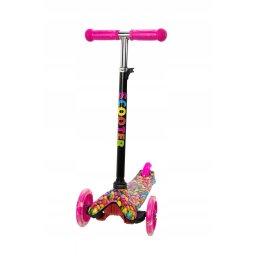 Háromkerekű robogó MAXI SCOOTER világító kerekekkel, BONBON, rózsaszínű