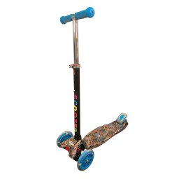 Háromkerekű robogó MAXI SCOOTER világító kerekekkel, KÉK DRAGON