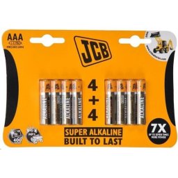 JCB SUPER lúgos elemek LR03, buborékcsomagolás 8 db