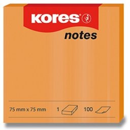 Öntapadós betét 75x75mm narancssárga neon 100 lap Kores