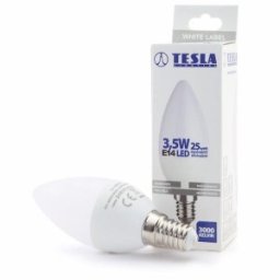 TESLA - LED CL143530-2, Gyertyagyertya izzó, E14, 3,5W, 230V, 249lm, 25 000h, 3000K meleg fehér