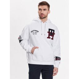 Tommy Hilfiger Pulóver Multi Badge Icon MW0MW30029 Fehér Regular Fit