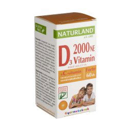 Naturland D3-vitamin 2000 NE + C-vitamin forte rágótabletta gyermekeknek 60x