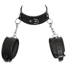 ZADO - bőr nyakörv bilinccsel, bondage szett (fekete)