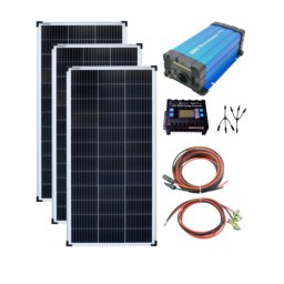 Szigetüzemű napelem rendszer 3x100W napelem + 1000W szinusz inverter + töltésvezérlő 30A
