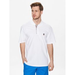 Tommy Hilfiger Pólóing Monogram Placket MW0MW30785 Fehér Loose Fit