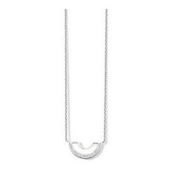 Victoria Ezüst színű fehér köves félhold nyaklánc