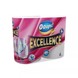 Papírtörlő konyhai 3 rétegű átmérő: 13 cm 75 lap/18 méter/tekercs 2 tekercs/csomag Ooops! Excellence fehér