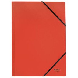 LEITZ Gumis mappa, karton, A4, LEITZ "Recycle", piros