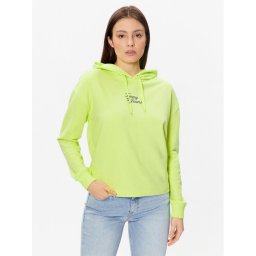 Tommy Jeans Pulóver Essential Logo DW0DW15410 Zöld Boxy Fit