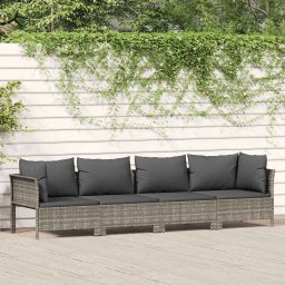 vidaXL 4 darabos szürke polyrattan kerti bútor szett párnákkal