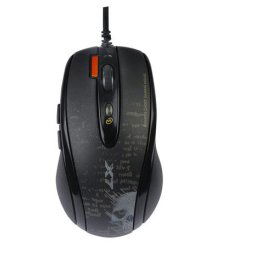 A4tech F5, V-Track játék egér, akár 3000 DPI, 160 kB memória, 7 gomb, USB, fekete