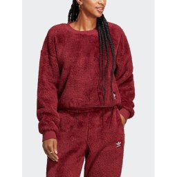 adidas Pulóver Essentials+ Fluffy Teddy Sweater HY1725 Piros Loose Fit