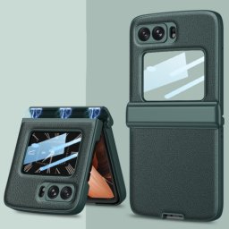 GKK MAGNETIC LEATHER Műanyag borítás Motorola Razr 2022 5G zöld