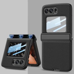 GKK MAGNETIC LEATHER Műanyag borítás Motorola Razr 2022 5G CARBON