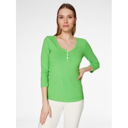Tommy Hilfiger Blúz Henley WW0WW37874 Zöld Slim Fit