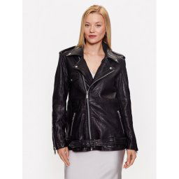 Bruuns Bazaar Bőrkabát Inaya BBW3378 Fekete Oversize