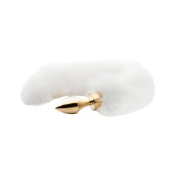 Easytoys Fox NO13 - fém butt plug rókafarokkal (arany-fehér)