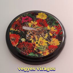 63 mm lapka, befőttes virágon méh tető