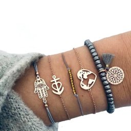 5 részes karkötő szett, mandala charmmal
