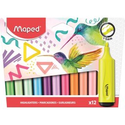 MAPED Szövegkiemelő készlet, 1-5 mm, MAPED "Fluo Peps Assorted", 12 különböző szín