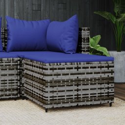 vidaXL szürke polyrattan kerti lábtartó párnával