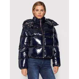 Tommy Hilfiger Pehelykabát Glossy WW0WW32803 Sötétkék Regular Fit