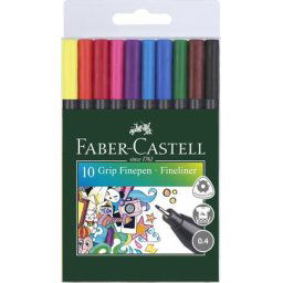 FABER-CASTELL Tűfilc készlet, 0,4 mm, FABER-CASTELL "Grip", 10 különböző szín