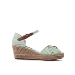 Tommy Hilfiger Espadrilles High Wedge Seersucker FW0FW07158 Zöld