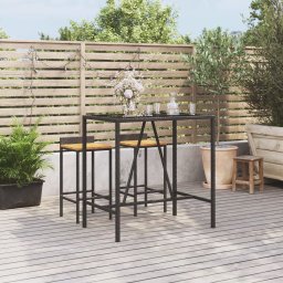 vidaXL fekete polyrattan üveglapos bárasztal 110 x 70 x 110 cm