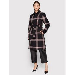 KARL LAGERFELD Átmeneti kabát Logo Check 220W1582 Fekete Relaxed Fit