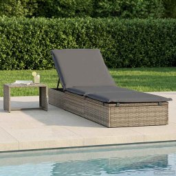 vidaXL 1 db szürke polyrattan napozóágy asztallal