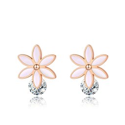 Virág nemesacél fülbevaló, kristállyal díszítve