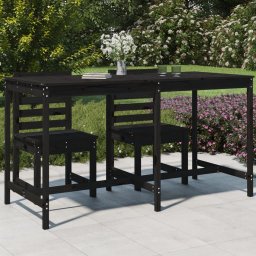 vidaXL fekete tömör fenyőfa kerti asztal 203,5x90x110 cm