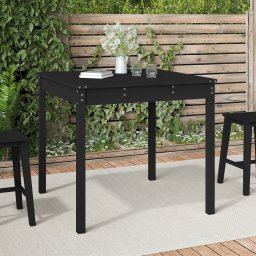 vidaXL fekete tömör fenyőfa kerti asztal 82,5 x 82,5 x 76 cm