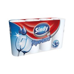 Papírtörlő konyhai 2 rétegű átmérő: 10,5 cm 50 lap/10 méter/tekercs 4 tekercs/csomag Sindy fehér
