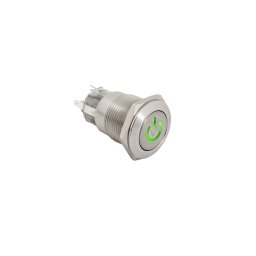 Nyomólapkás bistabil kapcsoló LED NO/NC - 19mm - piros/zöld - cseppálló (IP65) PB-19L-NONC-rdgn