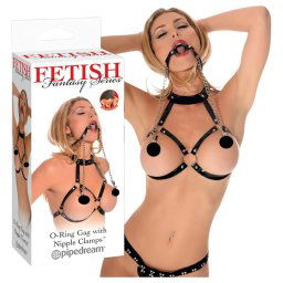 Fetish O-ring - szájpecek és bimbócsipesz