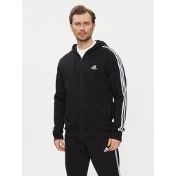 adidas Pulóver Essentials French Terry 3-Stripes Full-Zip Hoodie IC0433 Fekete Regular Fit