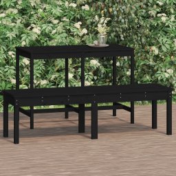 vidaXL 2 személyes fekete tömör fenyőfa kerti pad 159,5x44x45 cm