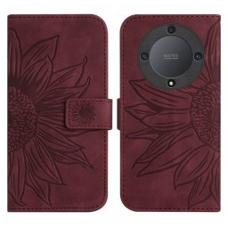 ART SUN FLOWER Pénztárca tok pánttal Honor Magic5 Lite bordó